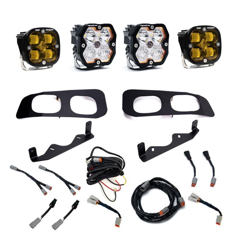 Ford Super Duty Fog Light Pocket Kit - Baja Designs - Squadron Sport/SAE 2.0 Dual - Amber - `23-`25